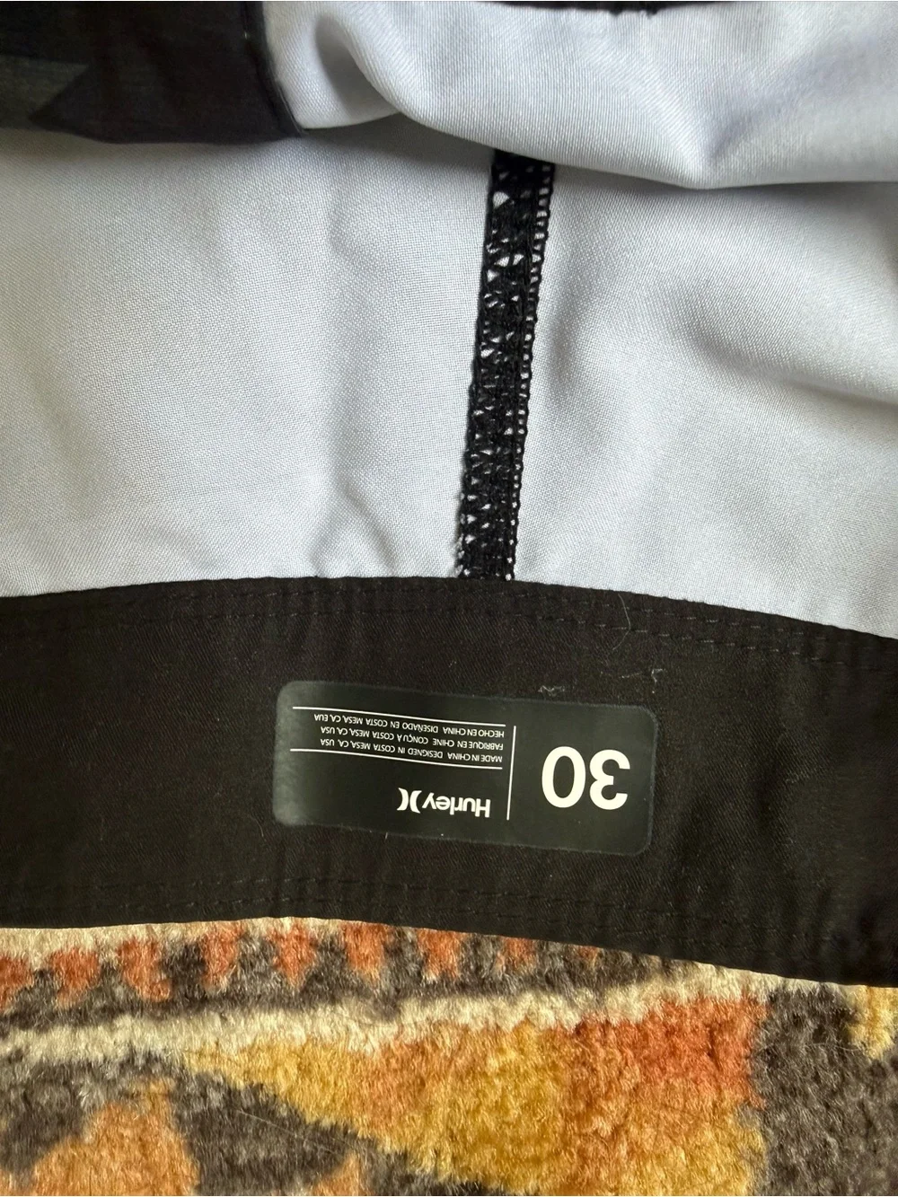 NWT Men’s Hurley black & gray American flag swim shorts